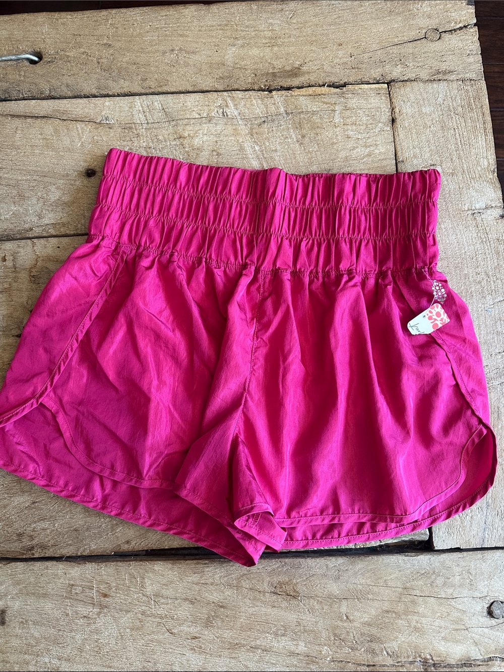 Free People Hot Pink Elastic-Waist Athletic Shorts